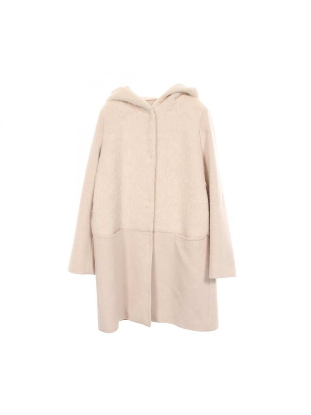 Max Mara Studio Hooded Contrast Wool Coat